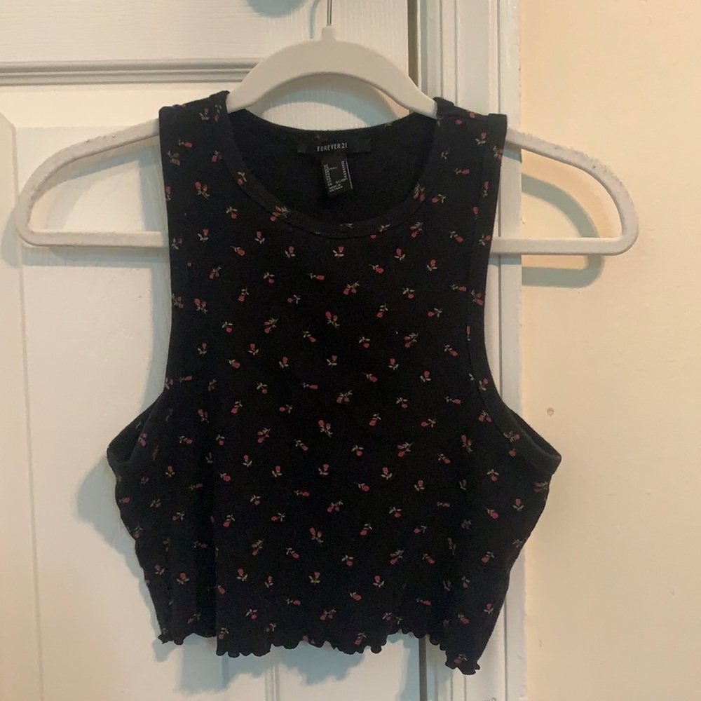 Black crop top with roses